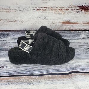Ugg Fluff Yeah Slide Black Sandals Slippers Women's Size 11